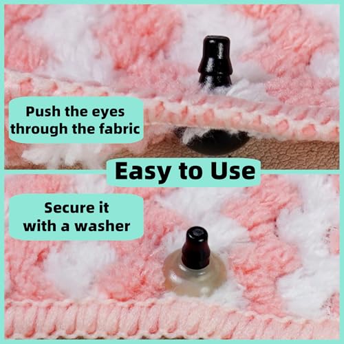 Hukiwow 600Pcs 8mm Safety Eyes and Washers 8 mm Safety Eyes for Crocheting Plastic Crochet Eyes Black Craft Eyes Animals Eyes Small Doll Eyes - size: 8mm
