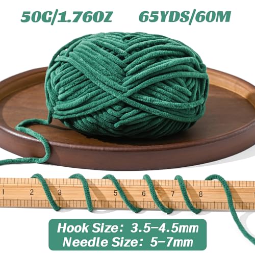Soft Chenille Yarn for Crocheting, Fluffy Chunky Crochet Yarn for Baby Blanket, (1.76oz/65.6yds) Fuzzy Velvet Yarn for Amigurumi&DIY Puzzle、Crafts、Scarf(Aqua Green) - color: Aqua Green
