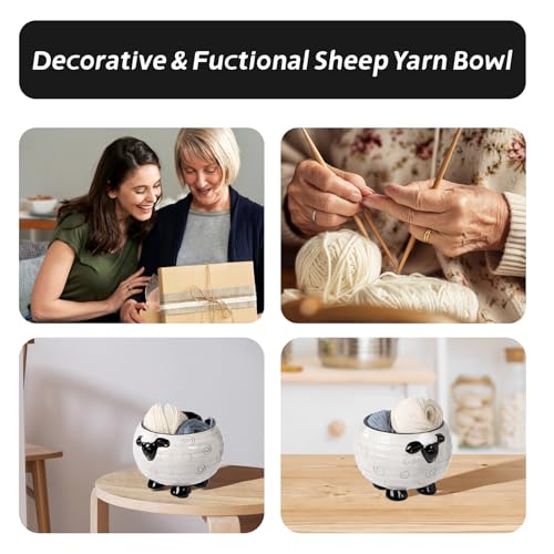 Ceramic Yarn Holder Crochet Bowl, Flame Yarn Bowl for Crocheting-Crochet Bowls