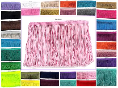10 Yards of 4" Long Chainette Fringe Thread Yarn Tassel Trim Braid Fringe for Crafts Sewing and Decor-Baby Light Pink - color: Baby Light Pink, size: Value 10 Yards