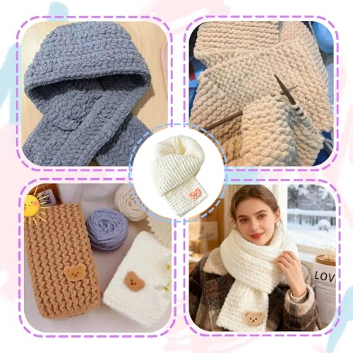 Yarniss Knitting Loom Kits，Knitting Scarf Kits with White Yarn - color: White