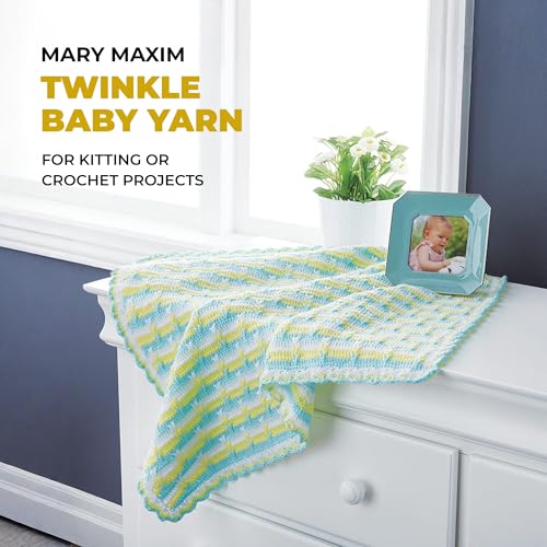 Mary Maxim Twinkle Baby Yarn for Crocheting and Knitting, Yellow Fingering Weight Yarn for Baby Blankets and Clothing 230 Yards Per 1.75 OZ Skein - Yellow - color: Yellow