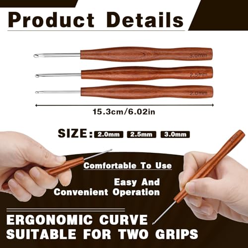 Nitlak 2/2.5/3.5mm Crochet Needles Kit, Aluminum Ergonomic Crochet Hooks | 3 Size Aluminum Ergonomic Crochet Hooks Kit for Arthritic Hands, Crochet Kit for Beginners Knitting and Weaving - size: 3 Size-2.0mm/2.5mm/3.0mm