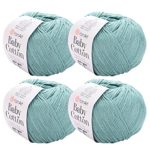 YarnArt Baby Cotton Yarn 4-Pack – Soft Knitting Yarn for Baby & Summer, 50% Cotton 50% Acrylic, 1.76 Oz Each, 180.44 Yds/Skein – Ideal for Amigurumi & Crochet Projects (439) - color: 439