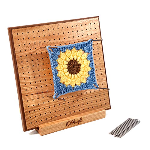 Olikraft 14-inch Crochet Blocking Board with 50 Pins and Wooden Yarn Swift - Durable Granny Square Blocking Board and Lightweight Yarn Swift for Effortless Crocheting and Knitting Projects