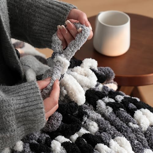 Jumbo Chunky Yarn for Hand Knitting - Super Thick Chenille Chunky Yarn for Crocheting - Extra Soft Bulky Fluffy Blanket Big Yarns 8 Jumbo Pack (27yds,8 oz Each Skein) - color: Sea Breeze