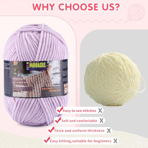 Chunky Velvet Yarn for Crocheting & Knitting, 7.05oz 262.4yd Super Soft Chenille Plush Yarn, Bulk Thick Yarns for Baby Blankets, Amigurumi, Scarves | 20 Colors (1, Yellow) - color: Yellow