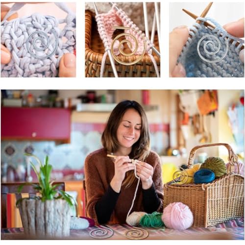9PCS Spiral Cable Knitting Needles Set, Metal Circular Cable Needles with Storage Box, Spiral Stitch Holder for Sweater, Scarf & Shawl Knitting