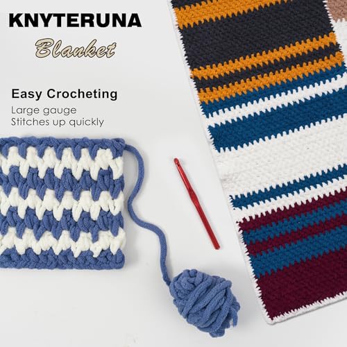 #6 Super Bulky Blanket Yarn for Crocheting - 4 Skeins(Each 10.5oz/300g, 220yds/201m), Chunky Chenille Thick Plush Big Soft Yarn for Crocheting Knitting Blankets, Country Blue - color: Country Blue