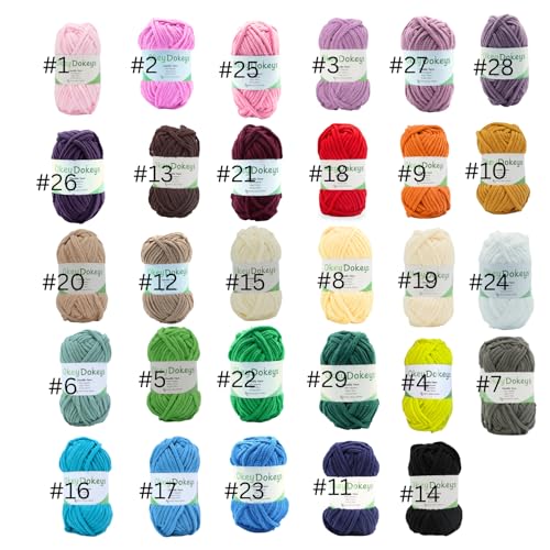 Okeydokeys Super Bulky Chenille Yarn Size 6, 3-Pack,150g/114y, Thick Fluffy Yarn for Crocheting Baby Blankets, Amigurumi. Cherry Slush Red #18 - color: Cherry Slush Red #18, size: 3-Pack ($5.00/skein)