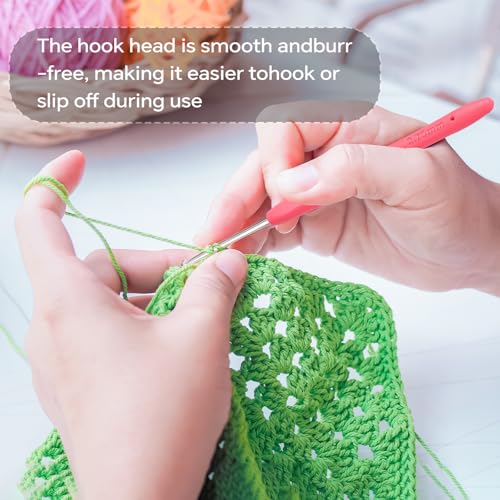2.75mm Crochet Hook, Ergonomic Crochet Hooks with Soft Rubber Handle and Smooth Glide Head - Lightweight Aluminum Needles for Beginners, Arthritis, Yarn Projects, Long Crafting Sessions (2.75 mm) - size: 2.75mm