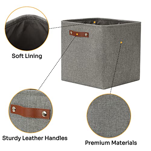 DULLEMELO Cube Storage Boxes,13 inch Fabric Baskets Closet Storage Bins for Home Organization and Storage,Stackale Gift Baskets Empty for Nursery Clothes Toys Kids Storage(Grey) - color: Grey, size: L-13"x 13"x 13"