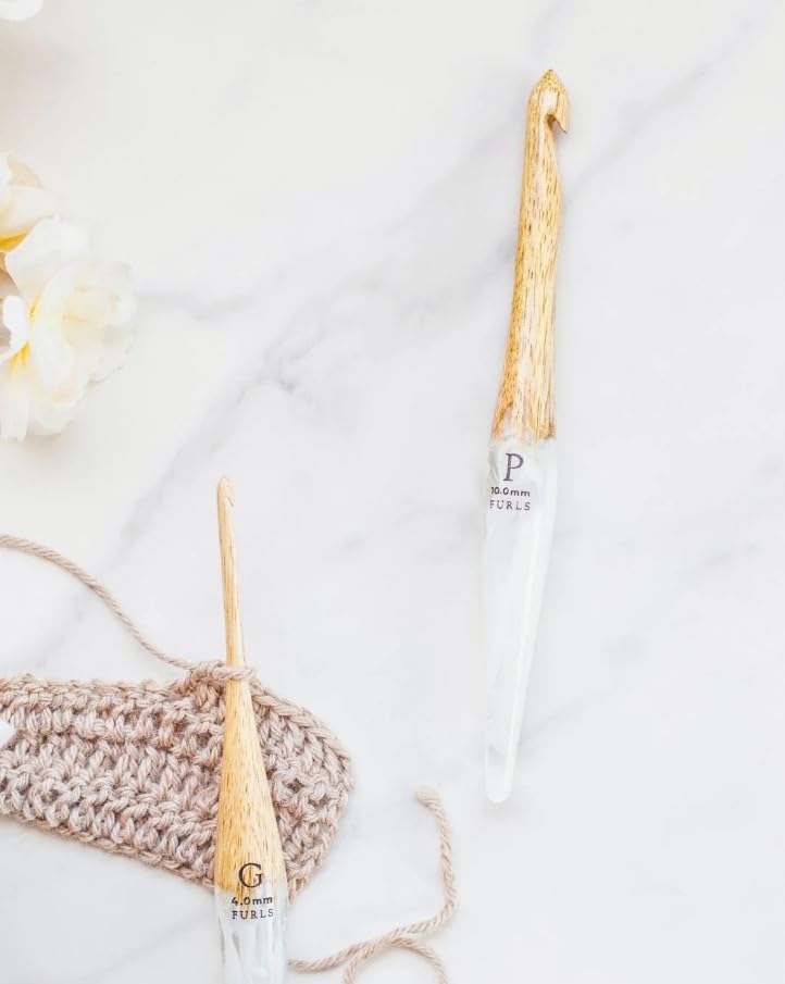 Furls Crochet Hook, Streamline Resin Fusion in Mango + White, Ergonomic Handle Crochet Hooks 7" (Fusion, K - 6.50MM) - color: Fusion, size: K - 6.50MM