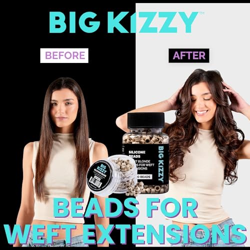 Big Kizzy Silicone Lined Microlink Beads 1000pcs 5.0mm (Light Blonde) | for Invisible Application of Weft Hair Extensions - color: Light Blonde, size: 1000 beads