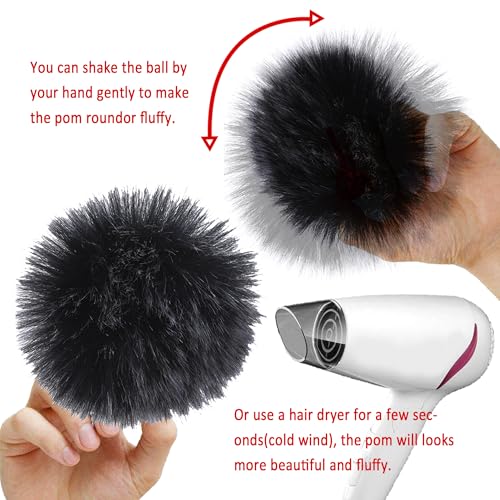 SIQUK 60 Pcs Faux Fur Pom Pom for Hats Fluffy Fox Pom Pom with Elastic Loop | Pom Pom Balls for Knitting Hats Beanies Scarves Gloves Keychains Bags（15 Colors, 4 Pcs/Color） - color: Soft Color