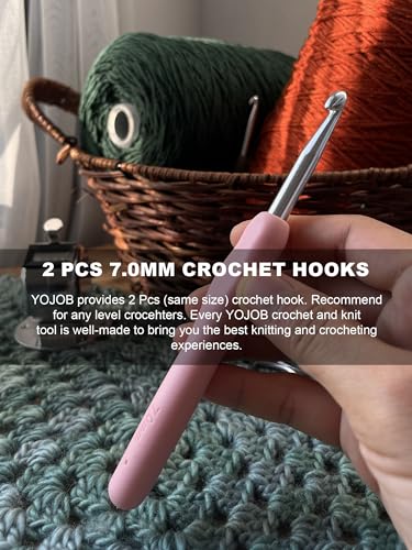 2Pcs 7.0mm Crochet Hooks, Ergonomic Crochet Hook for Arthritis and Beginners, Extra Long, Smooth, Comfortable (7.0mm) - size: 7.0mm