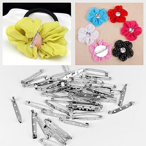 50 Pcs Silver Bar Pins, Safety Pins - Secure Back Clasp - Reliable Brooch Pins for Various Uses Locking Pins Backs Safety Clasp Brooch (38MM, Silver) - size: 38MM