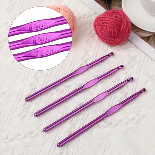 Abeillo 12 PCS 6.5 mm Crochet Hook, US Size K/10.5 Crochet Hooks Aluminum Knitting Needles for Yarn Craft, Crochet Needles - color: 6.5mm