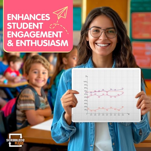 SCRIBBLEDO Small Grid Dry Erase Sheets 9”x12” Math Practice Small White Board Sheets Math Manipulatives Quad Graph Whiteboard Sheets Math Supplies Homeschool Teacher Students Classroom Pack of 10 - color: Small Grids