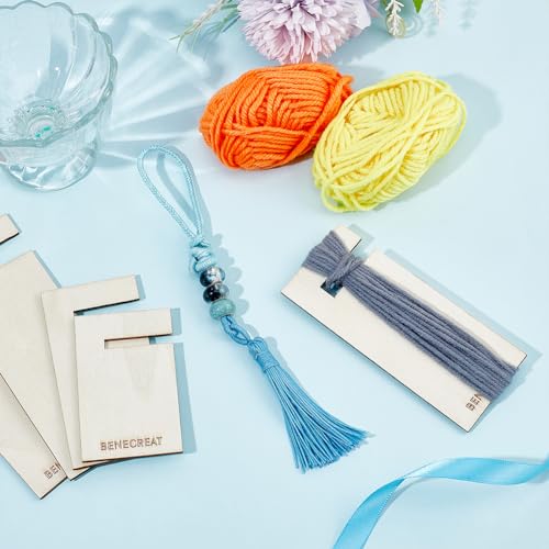 BENECREAT Wooden Tassel Maker, Rectangular Knitting Tool, Lattice Maker, Knitting Craft Tool for Tassel Lace and Knot Weaving, Handicrafts, 2 PCS/Size