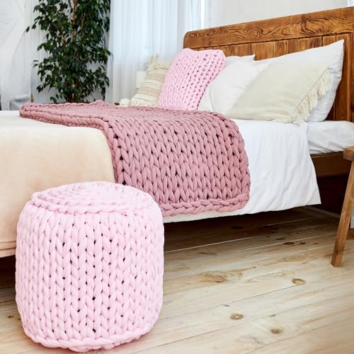 Bobilon Giant Chunky Cotton Yarn 3.3 lbs, Arm Knitting - Nude | 100% cotton giant yarn for arm knitting; great for chunky blankets, pet beds, rugs and baskets; new fabric, not recycled - color: Nude