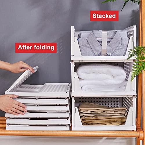 yazi 8 Pack Foldable Plastic Wardrobe Storage Bins | Stackable Cube Baskets Used as Closet Drawer and Shelf Organizer, Great for Bedroom Clothes Tidy Storage - size: 8L