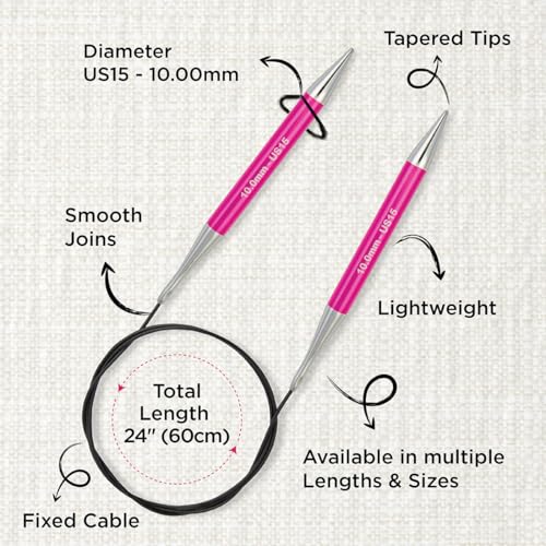 KnitPro Zing Fixed Circular Needles 40" (100cm) | US Size 15 (10mm) - size: US 15 (10mm)
