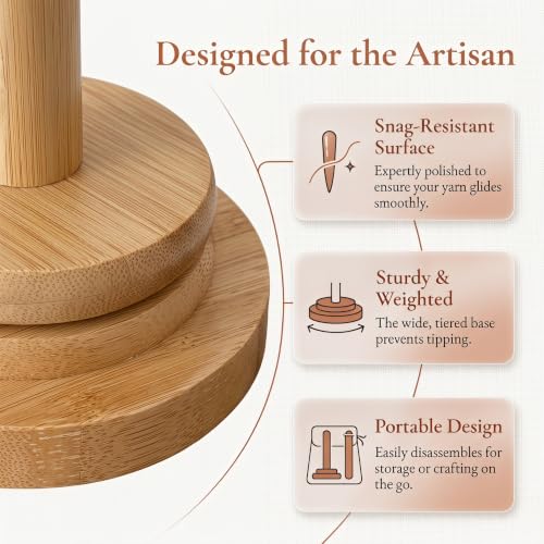Yarn Holder for Crocheting and Knitting, Portable Yarn Spinner Ball Winder, Gifts for Crocheters | Portable