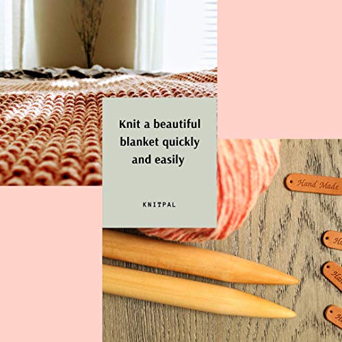 KnitPal 14-inch (35cm) Wooden Knitting Needles - 1 Pair US Size 36 (20mm) | Real Oak Wood Large Knitting Needles for Chunky Yarn - Straight Knitting Needles Single Pointed with eBook - size: US 36 (20mm), 14" (35cm)