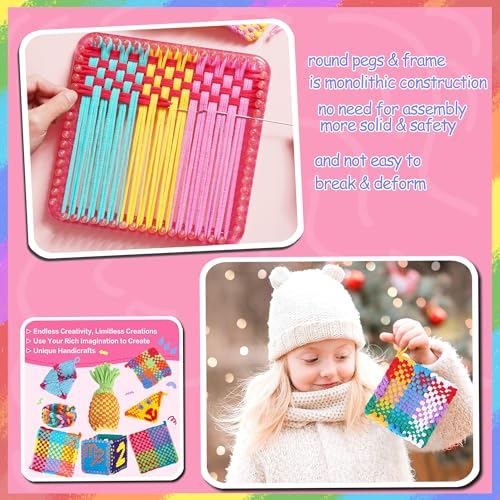 REENLIV Upgraded Weaving Loom Kit Toys for Kids & Adults, DIY Arts & Crafts | Easy Potholder Loom Knitting Activity for Beginners, Ideal Gifts for Girls Ages 5 6 7 8-12 13 Years Old, 252 Craft Loops - color: Pink