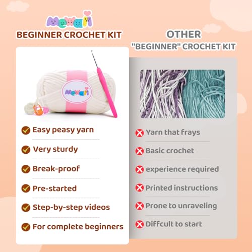 Mewaii Crochet Kit for Beginners, 2 Pack Lambs Craft Set | 40% Extra Yarn, Video Tutorial, Pre-Started Piece, Beginner Friendly, Family Craft Gift for Adults & Kids - color: Black and White