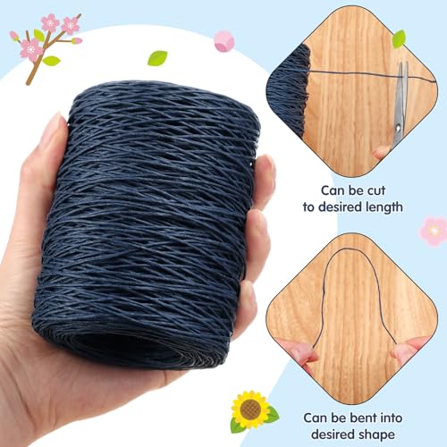 Syhood 673 Feet Floral Vine Bind Wire Rustic Craft Wire, Dark Blue | For DIY Craft Wrapping, Flower Bouquets Garland Arrangements, , Christmas Wreath Making - color: Dark Blue, size: 673 Feet