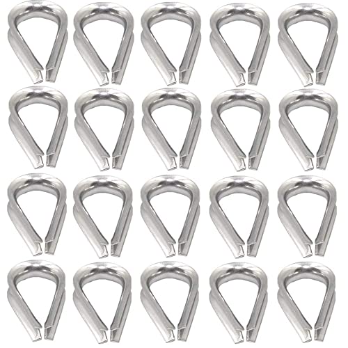 YAMASO 20pcs 1/4'' M6 Stainless Steel Thimble for Diameter Wire Rope Cable Thimbles Rigging - style: M6(1/4")-20pcs