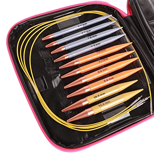 Circular Knitting Needle, 13 Pairs Interchangeable Yarn Knit Needles Crochet Hook Set DIY Craft Art Accessories with Storage Case for Women Beginner Experienced Crochet Hook Lovers
