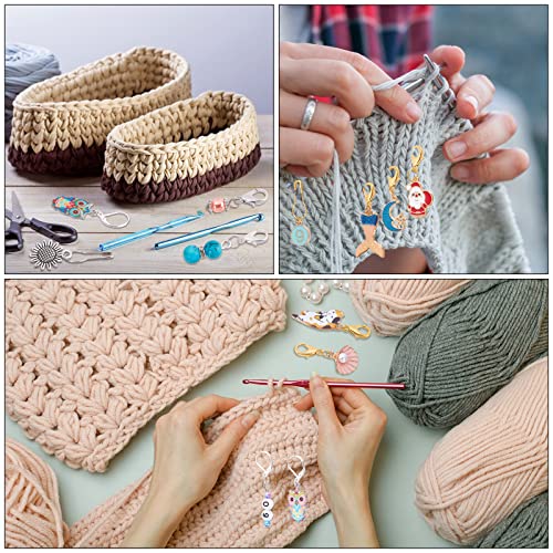 NBEADS 8 Pcs Christmas Theme Stitch Markers, 8 Styles Christmas Tree/Christmas Reindeer Alloy Enamel Crochet Stitch Marker Charms Locking Stitch Marker for Knitting Weaving Sewing Handmade Jewelry - color: Christmas Theme
