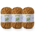 3 Pack of 300g (590yds) Fuzzy Chenille Yarn for Crocheting,Fluffy Amigurumi Crochet Yarn for DIY Craft/Hat/Clothes, Soft Velvet Baby Blanket Yarns（3 Brown） - color: 3 Brown