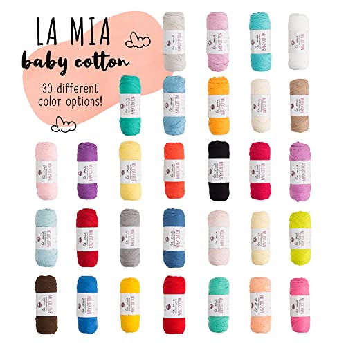 3 Skein La Mia Baby 50% Cotton Total 10.5 Oz Each 3.5 oz (100 g) / 218yd (200m), Medium, Worsted, Super Soft Yarn, Best for Baby and Amigurumi, Light Cream - L050 - color: Light Cream - L050