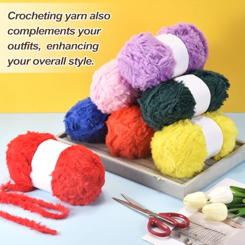 PATIKIL 65 Yards Soft Chunky Fluffy Fuzzy Faux Fur Yarn, 2 Skeins Chunky Fuzzy Yarn Fur Polyester for Crochet Knitting Blankets Scarves Sweaters Hat Shawls, Army Green - color: Army Green