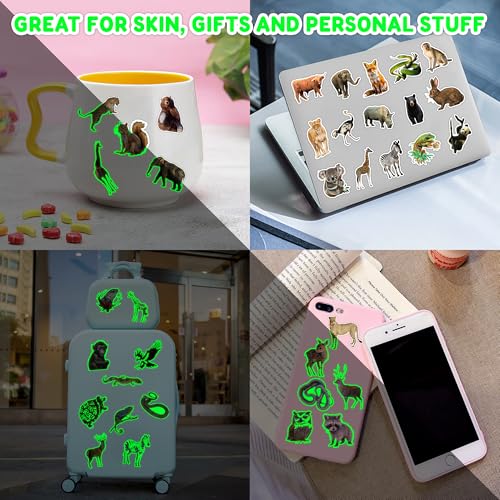 96 PCS Glow In The Dark Realistic Jungle Animal Temporary Tattoos - color: Luminous