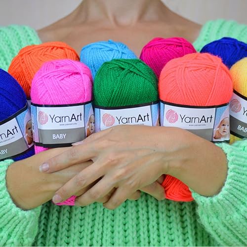 YarnArt Baby 100% Acrylic Knitting Yarn – 50g (150m) | Ultra-Soft & Lightweight | Baby & Kids’ Sensitive Skin Safe | Durable & Easy to Work with | Perfect for Knitting & Crochet (Baby, 649) - color: Baby Pink, style: Baby