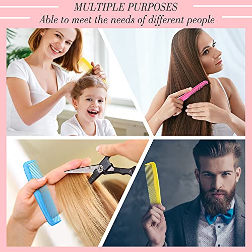 Leinuosen 12 Pieces Pocket Hair Combs, Fine Tooth Combs, Multicolored | Plastic Hair Care for Men Women, Portable Travel Size, for Barber Salon Hair Dressing Use, Not Breakable, Peines Para Cabello - color: Pink, Yellow, Blue