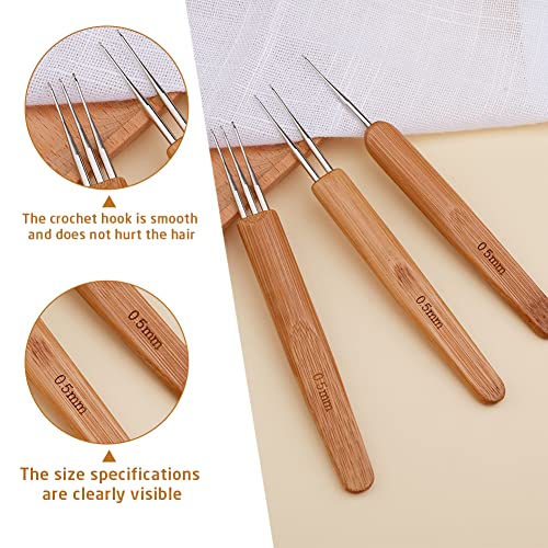 QMNNMA Crochet Needle for Locs, 48 Pcs Dreadlock Crochet Hook for Hair | Loc Tools for Interlocking, 6 Pcs Dreadlock Crochet Needle for Hair Braiding, Bent Latch Hook, Crochet Hooks with Orange Case - color: orange