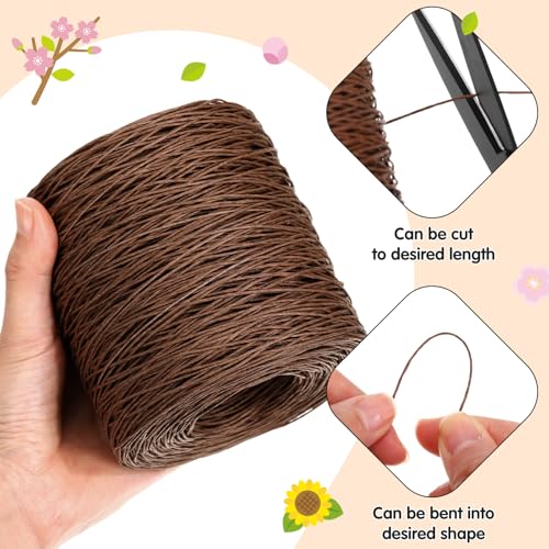 Syhood 1345 Feet Floral Vine Bind Wire Rustic Craft Wire, Brown | For DIY Craft Wrapping, Flower Bouquets Garland Arrangements, , Christmas Wreath Making - color: Brown, size: 1345 Feet