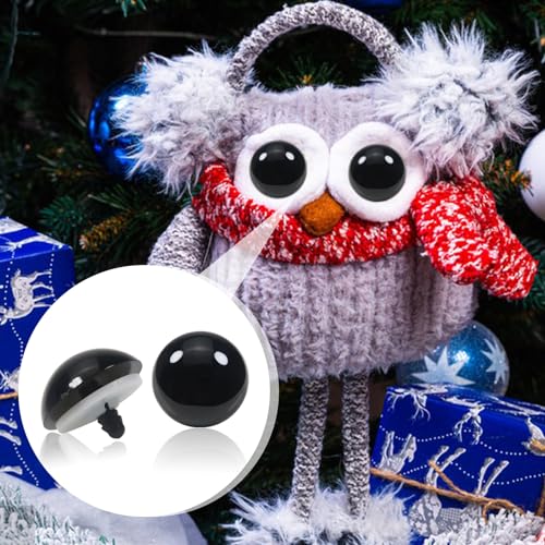 TOAOB 8pcs 30mm Large Safety Eyes for Amigurumis Black Plastic Crafts Doll Eye with Washers for DIY Crochet Stuffed Animals Doll Making Supplies - color: Black, size: 30mm