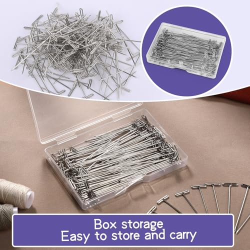 120 Pcs 2 Inch T-Pins Wig Pins Sewing T-Pins Straight Pins | Wig T Pins for Foam Head, Straight Pins for Blocking Crochet Sewing, Craft, Quilting, Office, Wall, Wig Making, Crocheting - size: 2 inch*120pcs