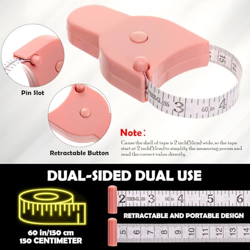 12 Pack Tape Measure 60 Inch Measuring Tape for Body Soft and Retractable Fabric Measuring Tapes for Body Sewing Tailor Medical Craft Cloth Supplies, Double Scale