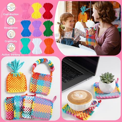 CCTVRTV Weaving Loom Kit Toys for Kids and Adults, DIY Arts and Crafts | for Boys and Girls Ages 5 6 7 8-12 13, Easy Potholder Loom Knitting Kits Gifts for Beginners, 252 Craft Loops - color: red