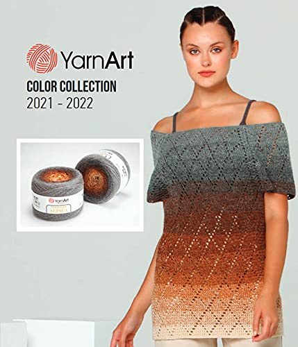 Yarn Art YarnArt Flowers Alpaca 20% Alpaca 80% Acrylic Weight 8.82oz Length 1028 Yards Multicolor Rainbow Crochet Winter Yarn Weight 2 Sport (Antique, 410) - color: 410, style: Antique
