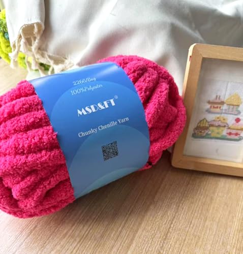 MSD&FT 4 Skeins Chunky Chenille Yarn Blanket Yarn Fluffy Yarn (Virtual Pink) - color: Virtual pink