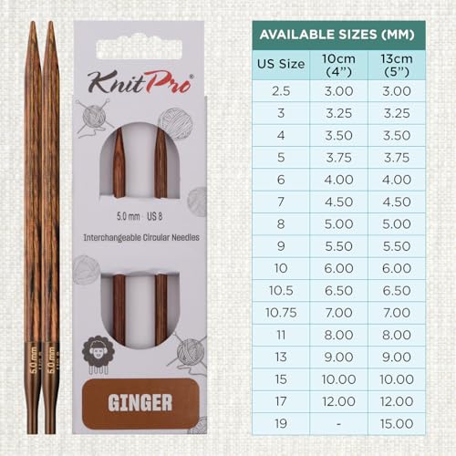 KnitPro Ginger Interchangeable Circular Needles 5" (13cm) | US Size 8 (5mm) - size: US 8 (5mm)